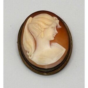 Vintage Woman Cameo Portrait Brooch Pin Pendant – Elegant Lady Jewelry 925